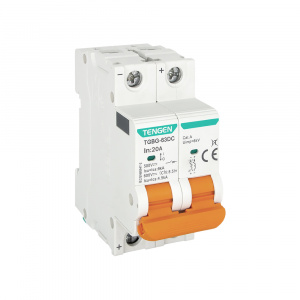 Выключатель автоматический TGBG-63DC, 2P, 20A, хар-ка C, 6kA, 250VDC на полюс, 2M