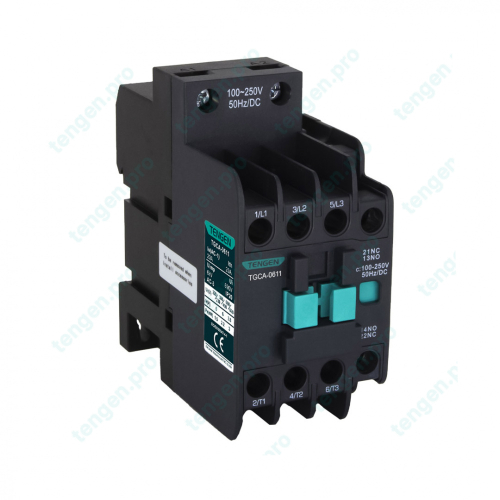 Контактор TGCA-0611 100-250V 50Hz/DC, 3P, 6A/(20A по AC-1), 2.2kW(400VAC), 100-250VAC/DC, 1NO+1NC