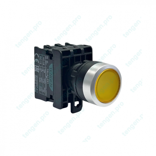Кнопка TGLA1-DP2, 1NC, 3A(230VAC), желтая, LED 220VAC/DC, IP65