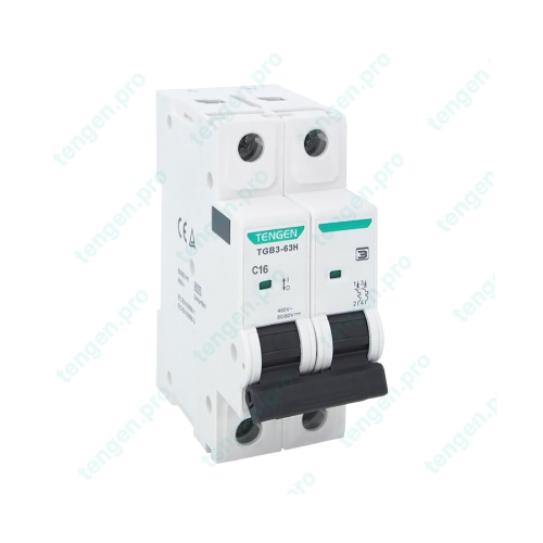 Выключатель автоматический TGB3-63H, 2P, 16A, хар-ка C, 10kA, 2M