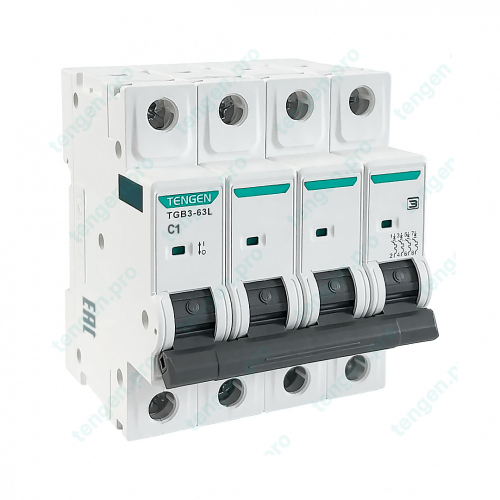 Выключатель автоматический TGB3-63L, 4P, 1A, хар-ка C, 15kA, 4M