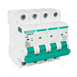 Выключатель автоматический TGBMA-63, 4P, 10A, хар-ка C, 6kA, 4M, без теплового расцепителя