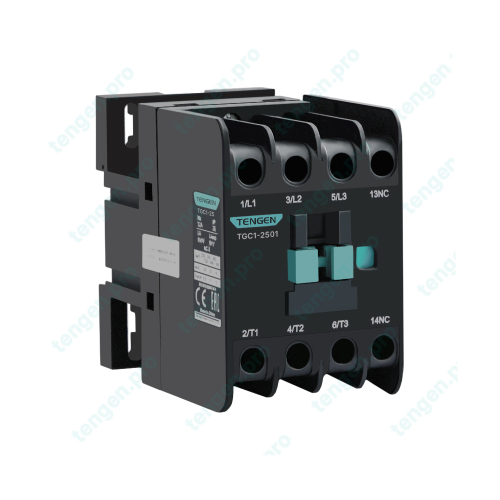 Контактор TGC1-2501E5, 3P, 25A/(32A по AC-1), 11kW(400VAC), 48VAC, 1NC