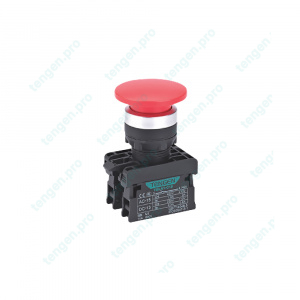 Кнопка грибовидная TGLA1-M45, 1NO+1NC, 3A(230VAC), красная, Ø40mm, IP65