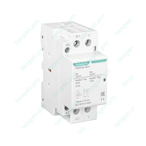 Контактор TGCH1N-4011, 1NO+1NC, 40A, 230VAC, мех. индикация, 2M