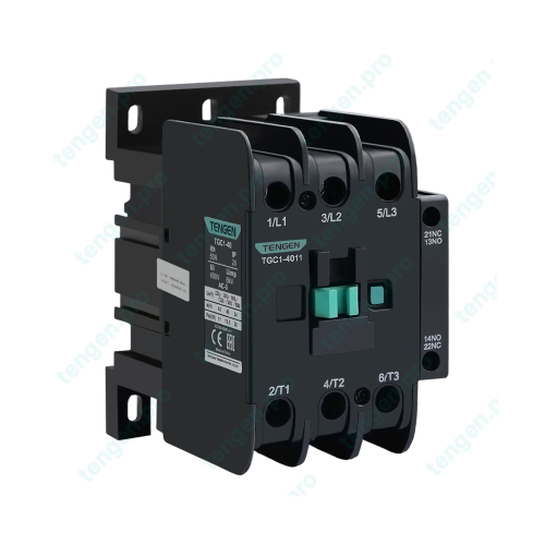 Контактор TGC1-4011V5, 3P, 40A/(50A по AC-1), 18.5kW(400VAC), 400VAC, 1NO+1NC