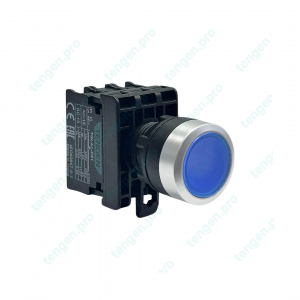 Кнопка TGLA1-DP5, 1NO+1NC, 3A(230VAC), синяя, LED 220VAC/DC, IP65