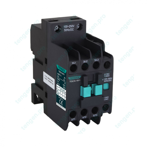Контактор TGCA-1811 100-250V 50Hz/DC, 3P, 18A/(32A по AC-1), 7.5kW(400VAC), 100-250VAC/DC, 1NO+1NC