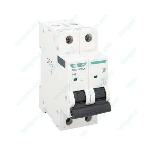 Выключатель автоматический TGB3-63HDC, 2P, 50A, хар-ка B, 10kA, 250VDC на полюс, 2M