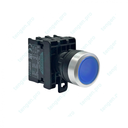 Кнопка TGLA1-DP3, 2NO, 3A(230VAC), синяя, LED 24VAC/DC, IP65